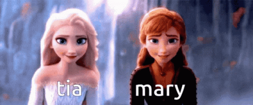 two animated females, with the word mia and mary on them