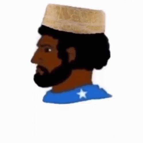 a picture of a cartoon man with a white cap and blue background