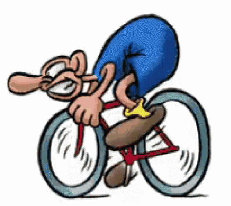 a cartoon character on a bicycle doing soing