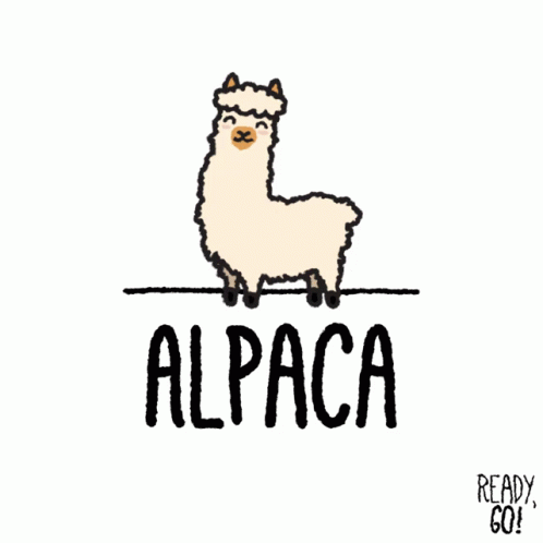 the text alpaca written in black ink on a white background