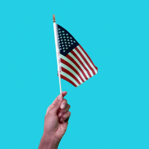 an american flag being held by a hand