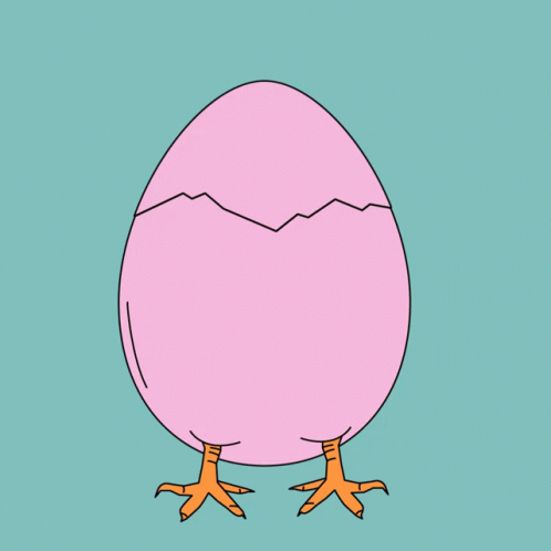 an egg with a blue crown and one eye