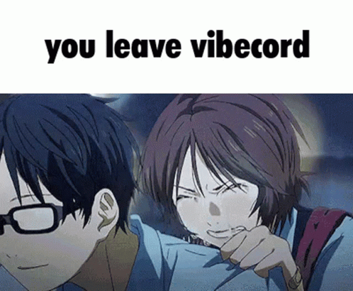 two people sitting next to each other with the caption'you leave vibecord '