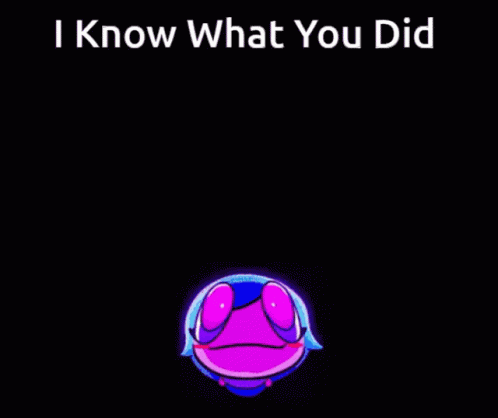 i know what you did logo, with an alien and pink face