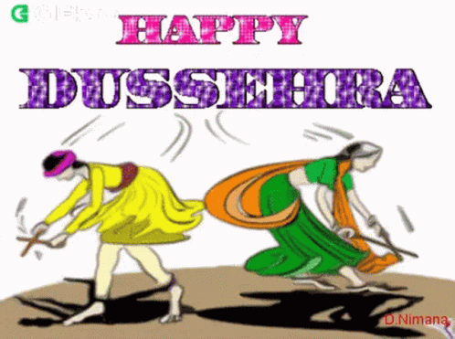 an artistic greeting to the occasion of a happy dussehera