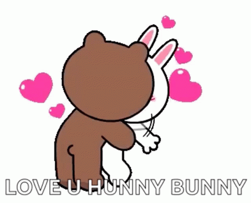 i love u - bunny bunny with hearts and the word love u - bunny