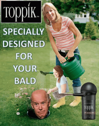 an advertit for topslip on top of a fake heads