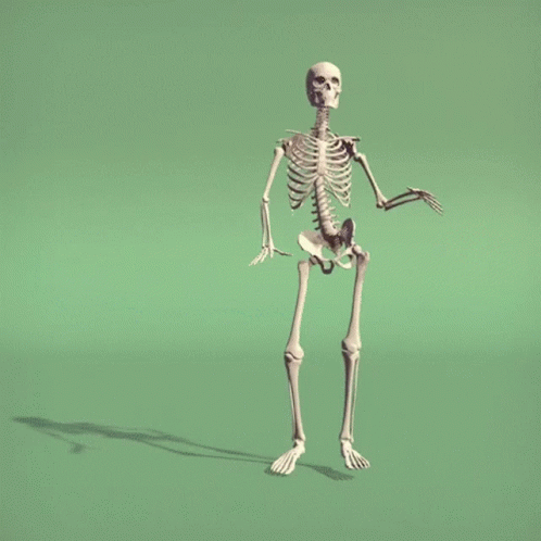 there is a cartoon picture of a man with a skeletal body