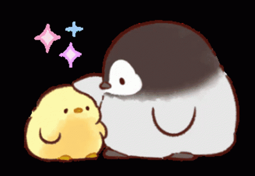 two animated penguins, one looking like they are cuddling