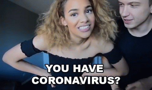a man and woman in the dark with caption that says you have coronarius?