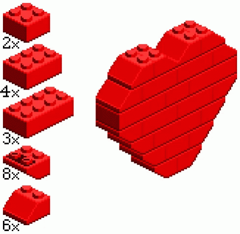 the instructions for how to make a heart shaped lego