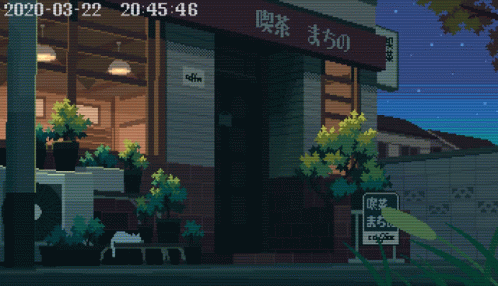 a screen s shows an outside of a restaurant at dusk