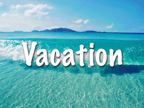 the words vacation are overlaid with an image of water