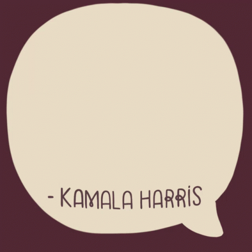 a text bubble with the word kalalla harris written in black