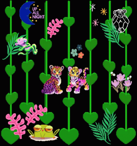 a poster showing a number of flowers and animals