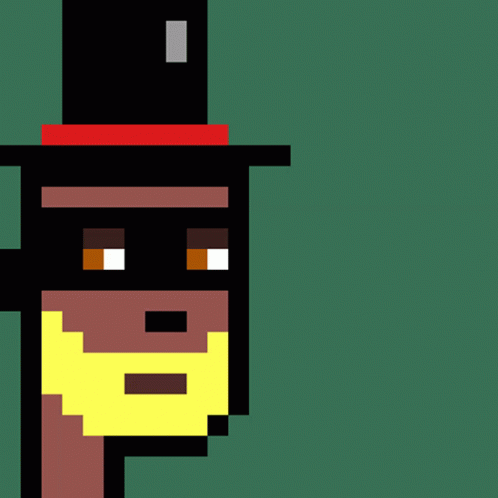 a pixel art image of a black, bearded man wearing a top hat and tie