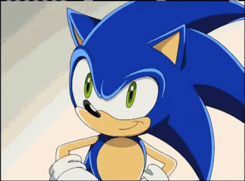 an animated picture of a sonic the hedge with blue eyes