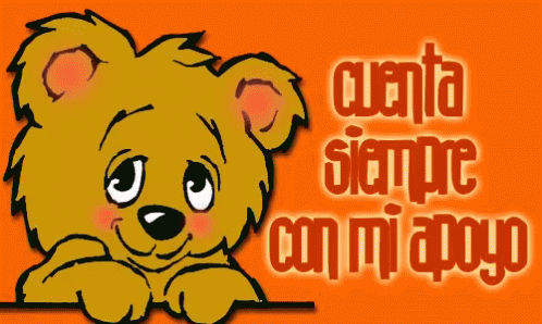 a blue cartoon bear with the word como sempe compafy in its center