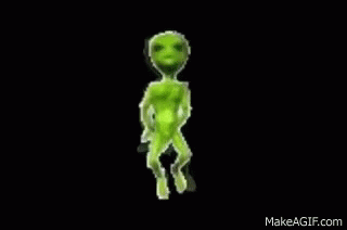 a 3d image of a young alien with a skull and arm