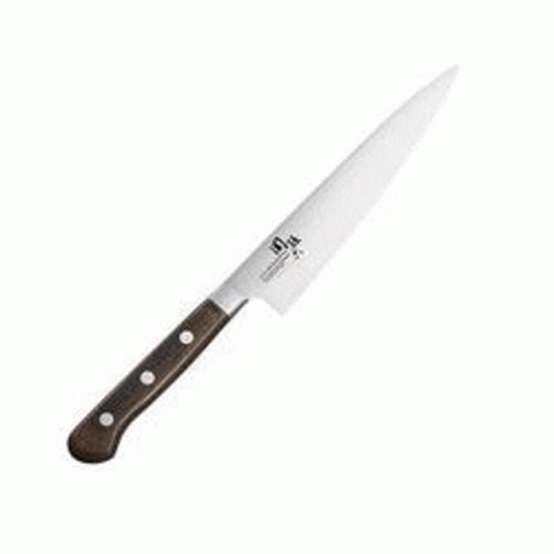 large knife, with black handle, and white tip