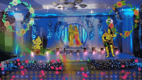 a stage set with lights and decorations for a show