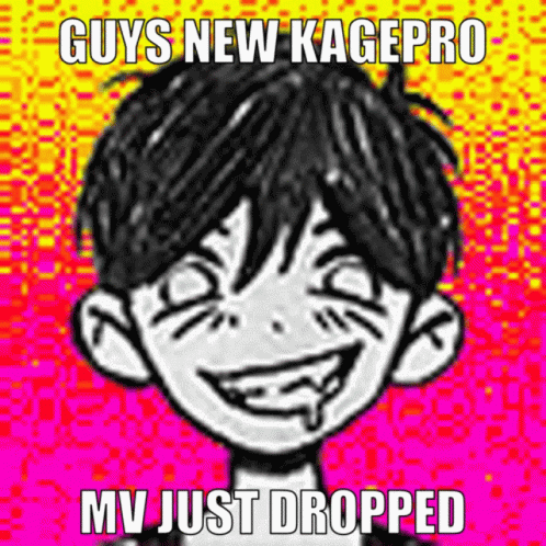 a drawing of a guy smiling with the caption guys new kagerro my just dropped to his grave