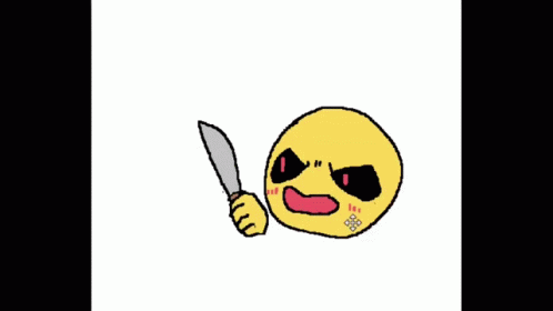 an image of an odd cartoon character holding a knife