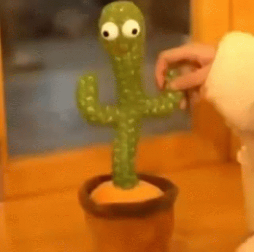 a green cactus with a face drawn on it