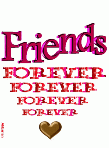two hearts in blue and purple text friends forever