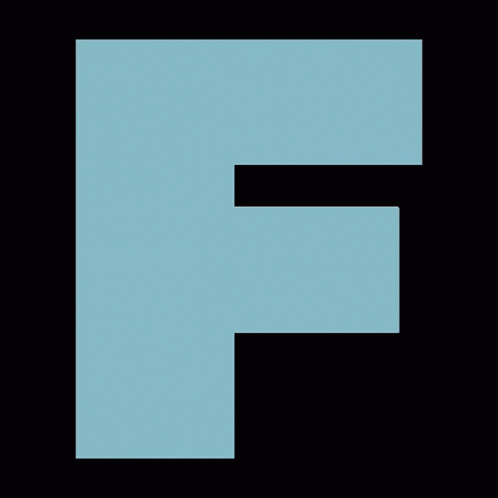 a yellow, black and white capital f logo