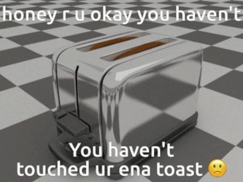 a small toaster on a checkered floor in the middle of the room