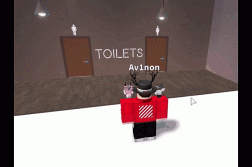 a screens of the man playing a game with two toilets