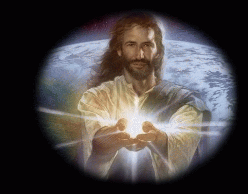 jesus holding a star shining in his hand