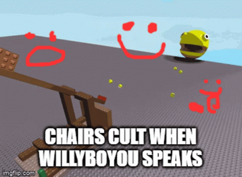 there is a cartoon scene with a chair
