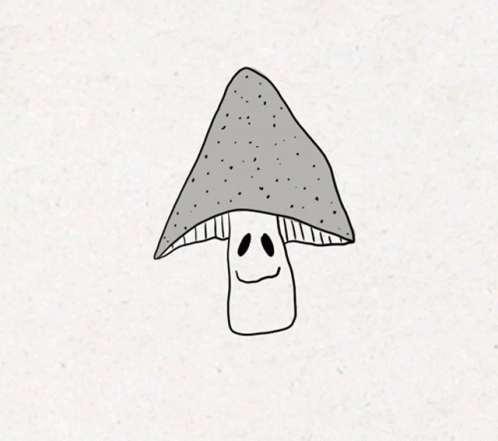 a drawing of a mushroom with a face drawn on it