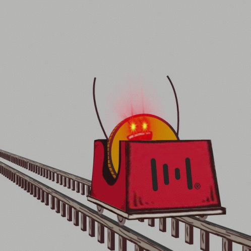 a stylized po of a computer mouse on the edge of a track