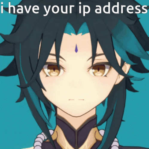 a anime character looking up with the caption says, i have your ip address