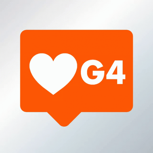 the text g4 is on a sticker with heart and the letter g4