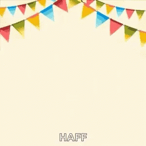 a paper background with bunting and a text reads, half birthday