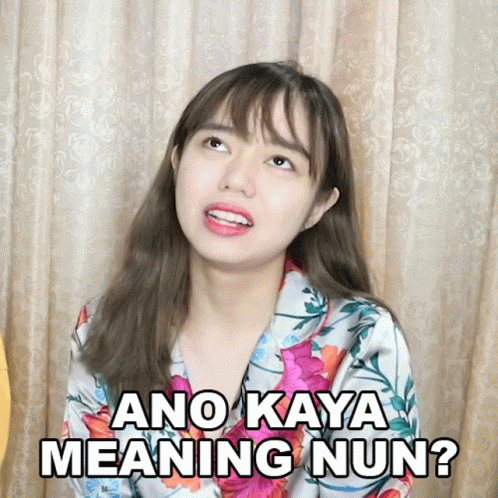 a woman in floral pajamas with the caption no kaya meaning nun?