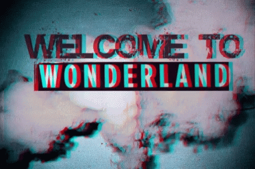 the words welcome to wonderland written on a black background