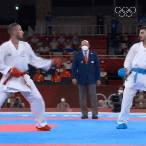 two men are in action while one is practicing karate