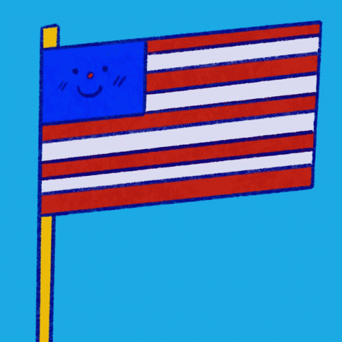 a drawing of a american flag with a smiley face on it