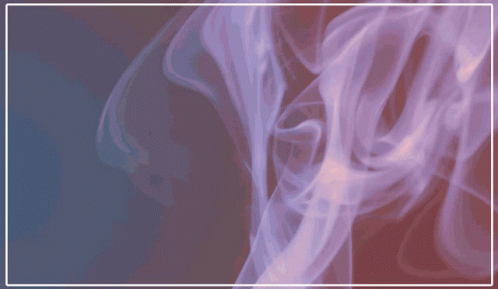 a purple, green and black square frame on top of purple smoke