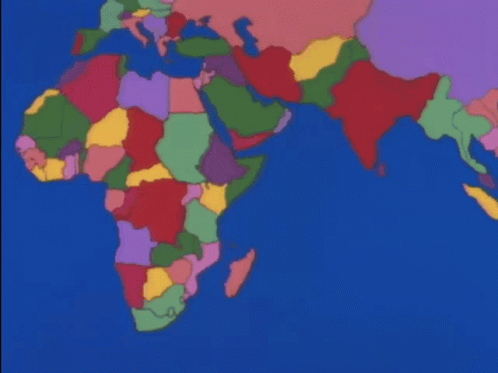 a colorful world map with colors on orange