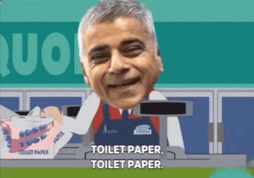 a cartoon image of a toilet paper employee