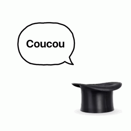 a black hat and speech bubble with the words couch