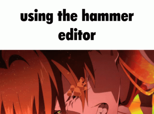 a man looking at soing in his hand with the words using the hammer editor above him
