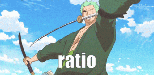 anime man holding two crossed arms with the word'ratto'over his shoulders