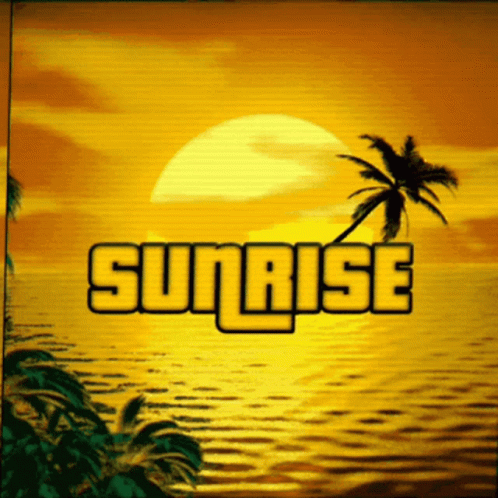 a tv screen displaying the sunrise logo